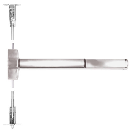 ED5860B-630-W048-MELR-M92 Corbin ED5800 Series Fire Rated Concealed Vertical Rod Device with Motor Latch Retraction and Touchbar Monitoring in Satin Stainless Steel Finish