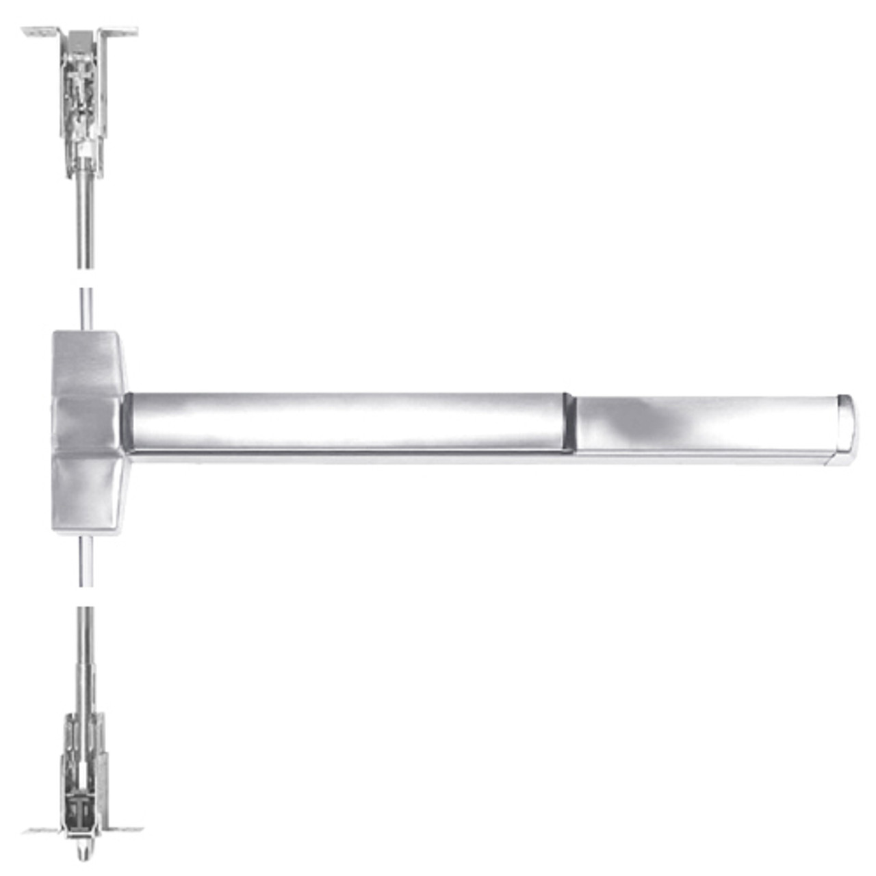 ED5860B-625-W048-MELR-M92 Corbin ED5800 Series Fire Rated Concealed Vertical Rod Device with Motor Latch Retraction and Touchbar Monitoring in Bright Chrome Finish