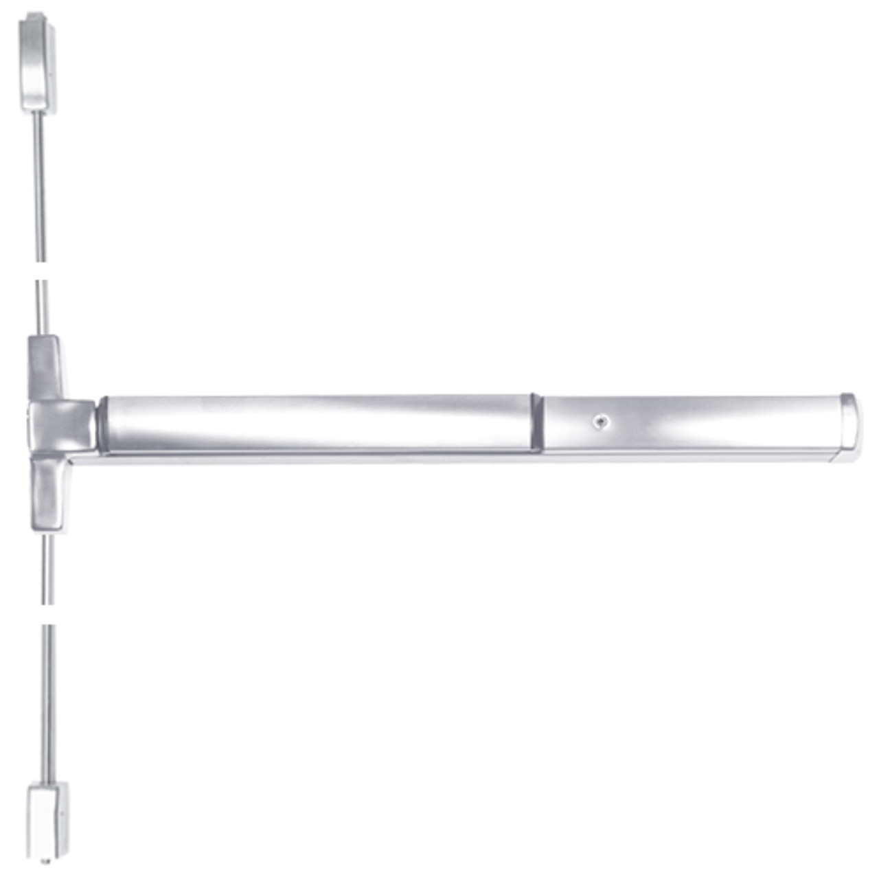 ED4400-625-W048-M52 Corbin ED4400 Series Non Fire Rated Surface Vertical Rod Exit Device with Cylinder Dogging in Bright Chrome Finish