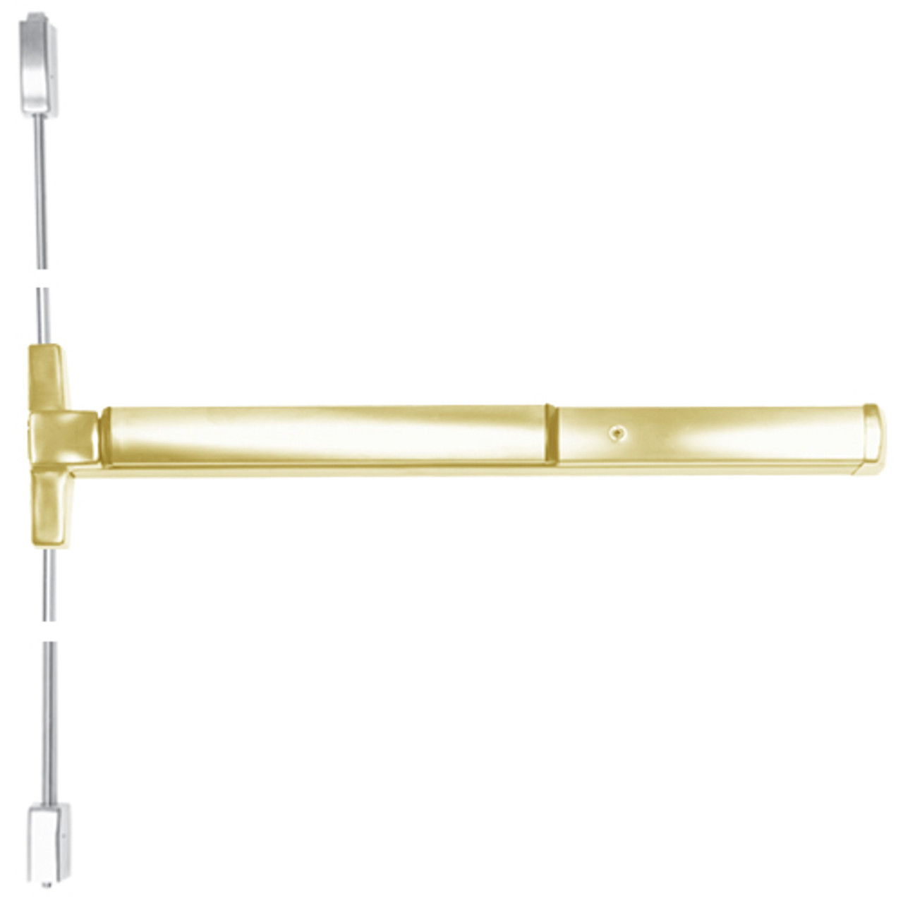 ED4400-606-M61 Corbin ED4400 Series Non Fire Rated Surface Vertical Rod Exit Device with Exit Alarm Device in Satin Brass Finish