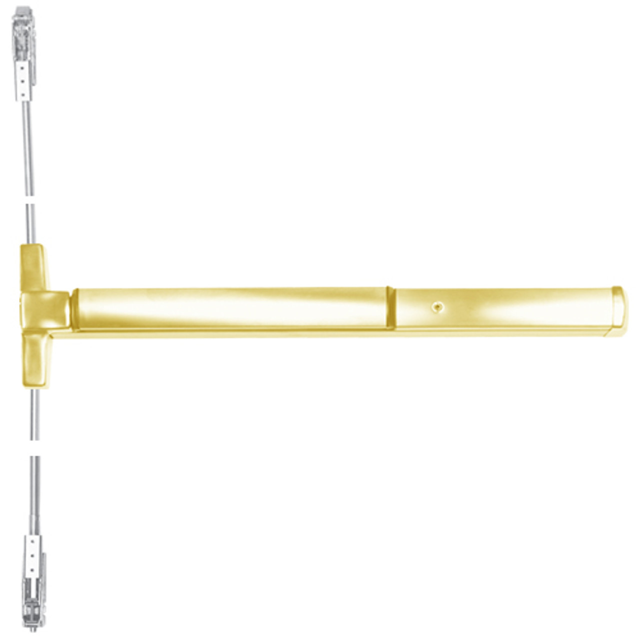 ED4800-605-W048 Corbin ED4800 Series Non Fire Rated Concealed Vertical Rod Exit Device in Bright Brass Finish