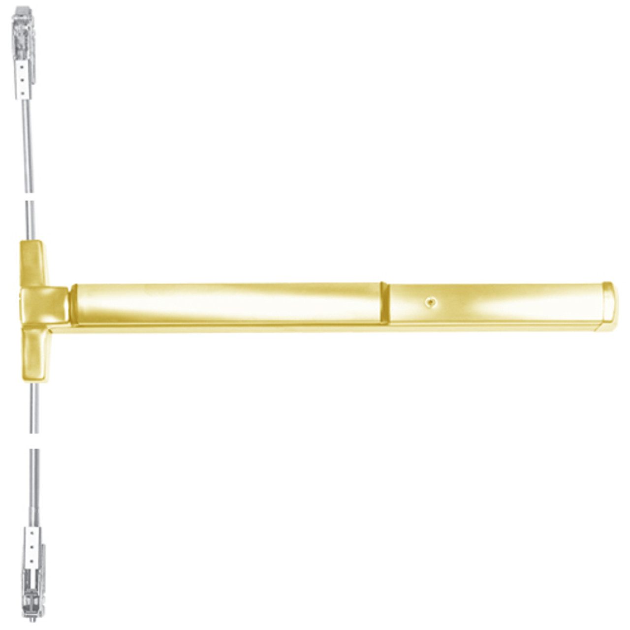 ED4800-605-M61 Corbin ED4800 Series Non Fire Rated Concealed Vertical Rod Exit Device with Exit Alarm Device in Bright Brass Finish