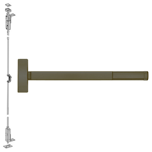 FL2714LBR-613-48 PHI 2700 Series Fire Rated Wood Door Concealed Vertical Exit Device Prepped for Lever-Knob Always Active in Oil Rubbed Bronze Finish