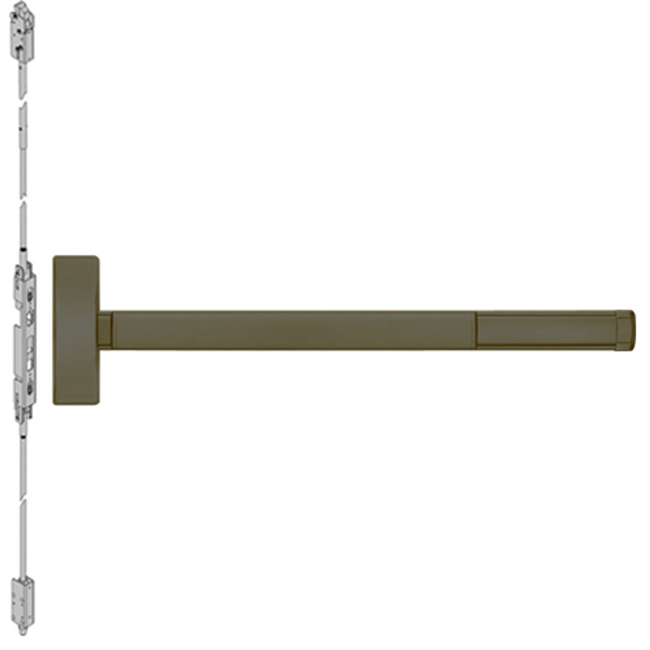 2814CD-613-48 PHI 2800 Series Non Fire Rated Concealed Vertical Rod Exit Device Prepped for Lever-Knob Always Active in Oil Rubbed Bronze Finish