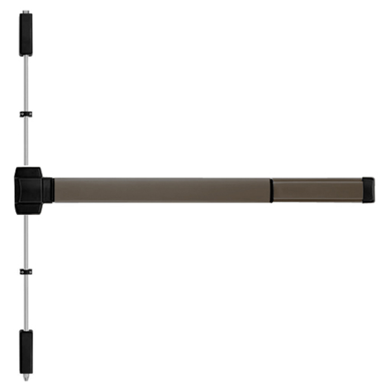 5208LBR-695-48 PHI 5000 Series Non Fire Rated Reliant Surface Vertical Rod Device Prepped for Key Controls Lever in Dark Bronze Powder Coat Finish