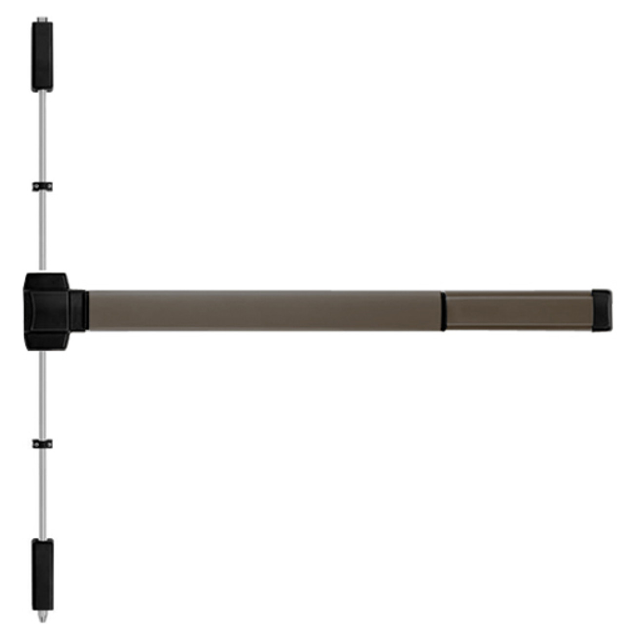 FL5214LBR-695-36 PHI 5000 Series Fire Rated Reliant Surface Vertical Rod Device Prepped for Lever Always Active in Dark Bronze Powder Coat Finish