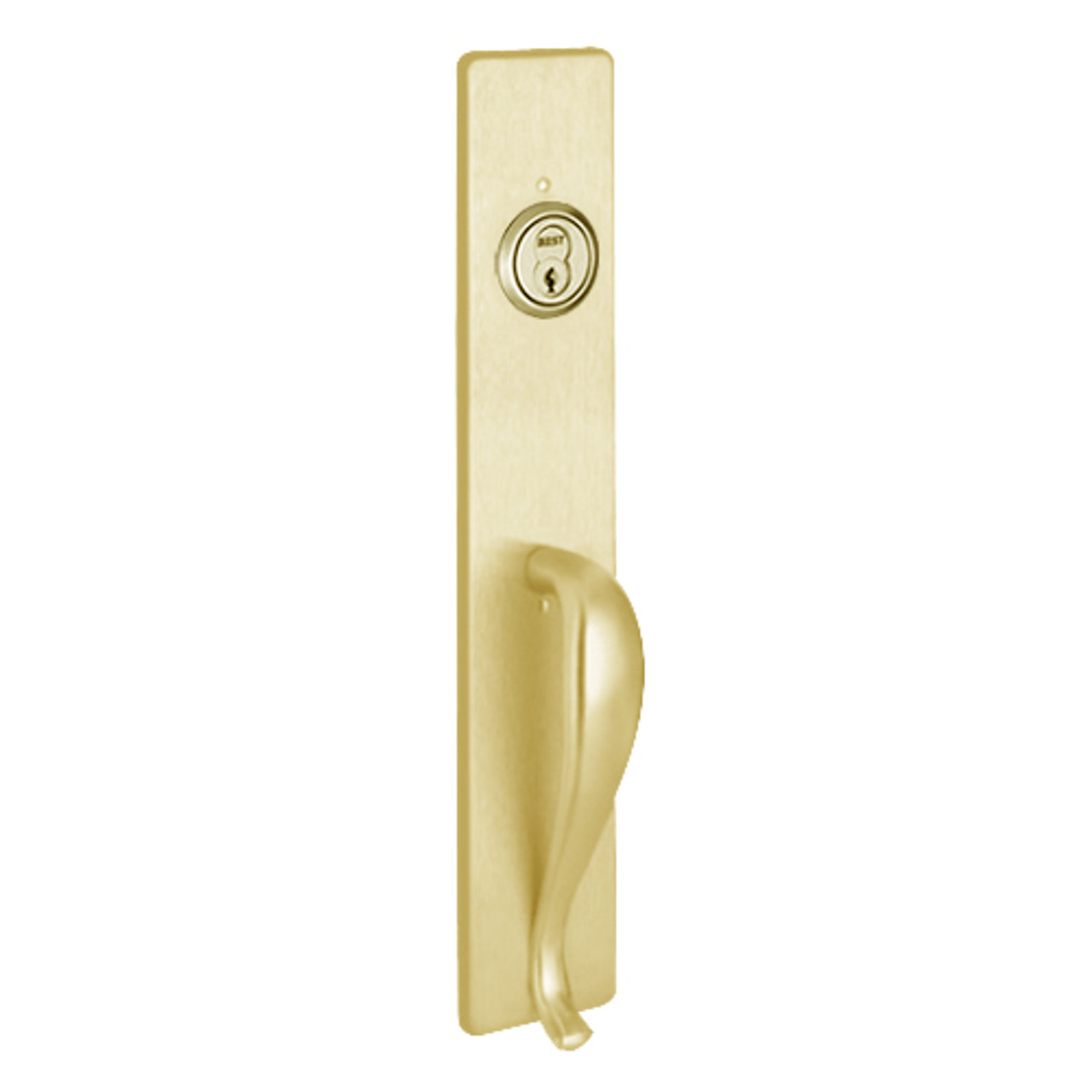 R1703B-605 PHI Key Retracts Latchbolt Retrofit Trim with B Design Pull for Apex and Olympian Series Exit Device in Bright Brass Finish