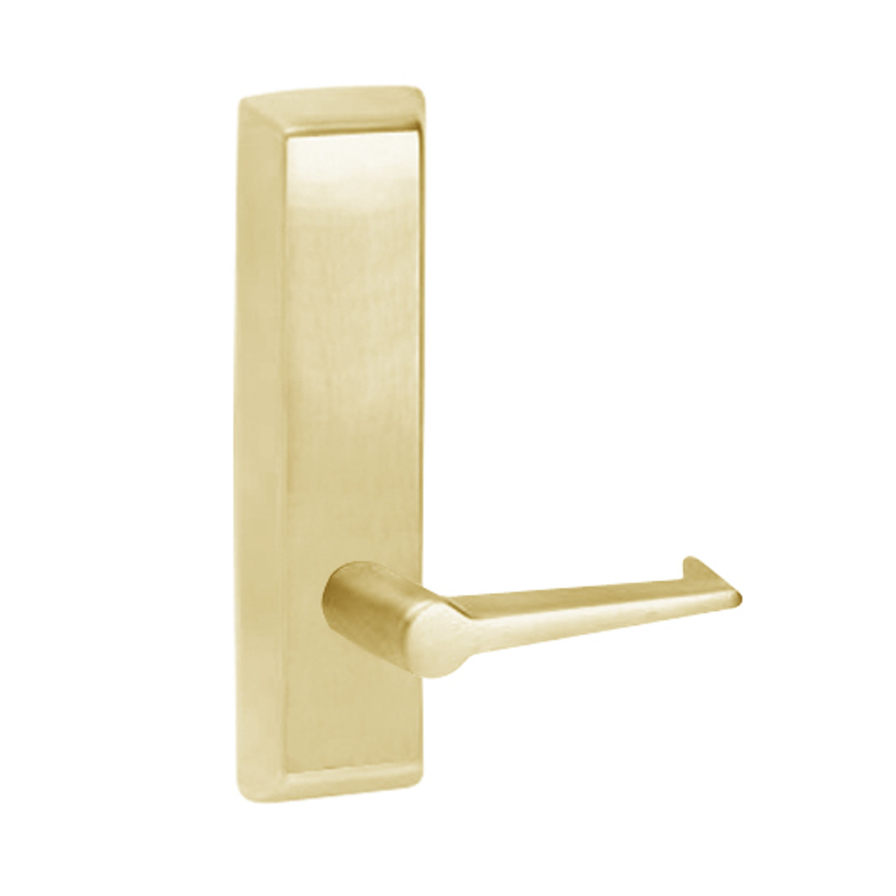 E950-605-RHR Corbin ED5000 Series Exit Device Trim with Dummy Essex Lever in Bright Brass Finish E950-605-RHR Corbin ED5000 Series Exit Device Trim with Dummy Essex Lever in Bright Brass Finish