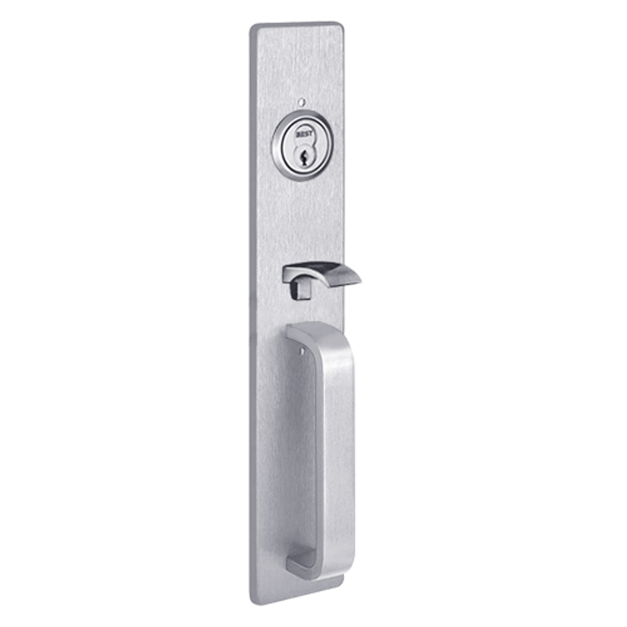 RM1705A-625 PHI Key Controls Thumb Piece Retrofit Trim with A Design Pull for Apex and Olympian Series Exit Device in Bright Chrome Finish