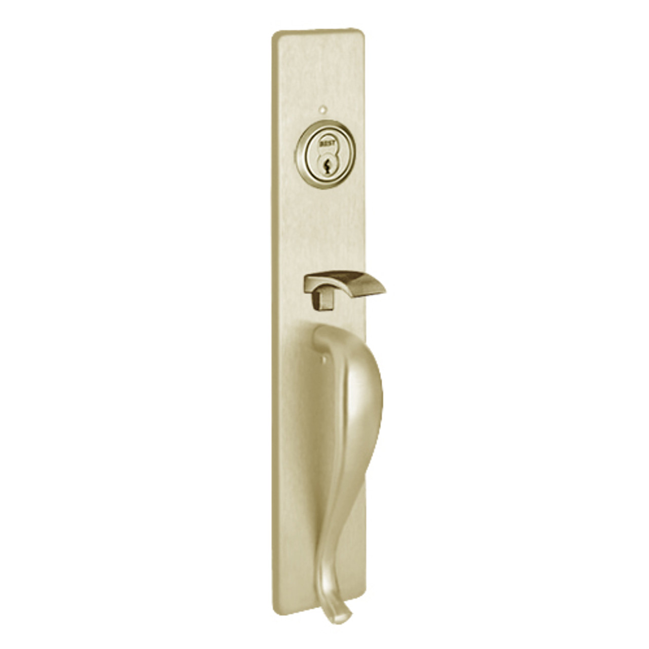 RM1705B-606 PHI Key Controls Thumb Piece Retrofit Trim with B Design Pull for Apex and Olympian Series Exit Device in Satin Brass Finish