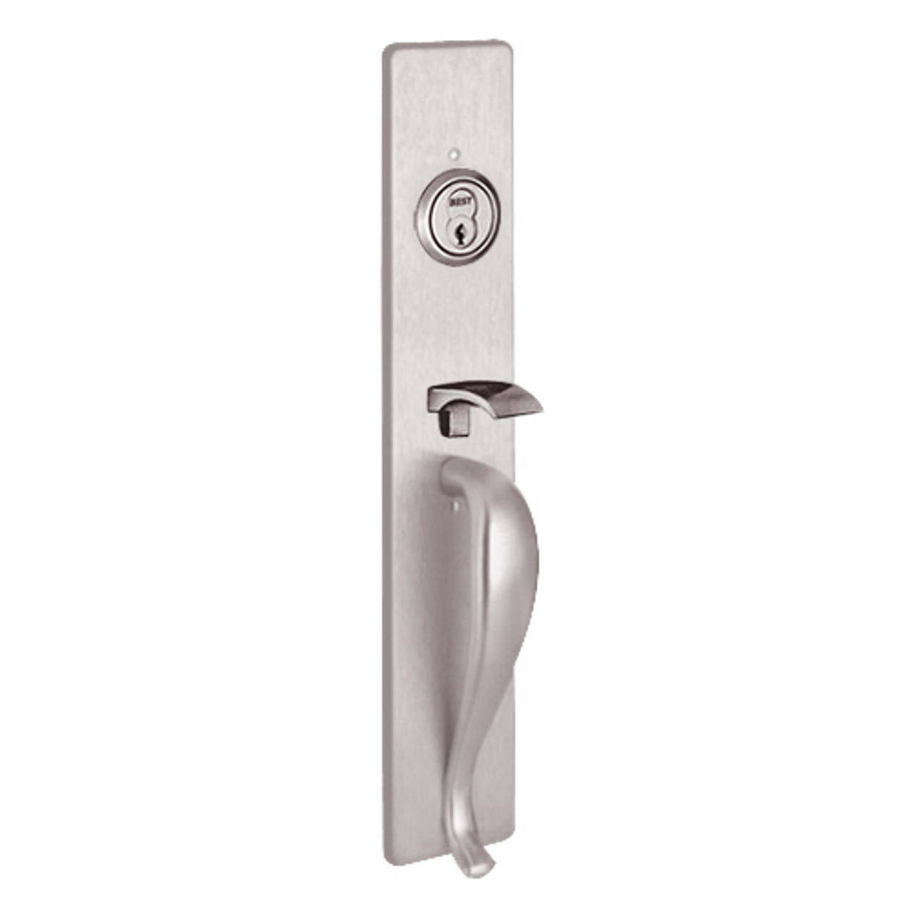 RM1705B-630 PHI Key Controls Thumb Piece Retrofit Trim with B Design Pull for Apex and Olympian Series Exit Device in Satin Stainless Steel Finish