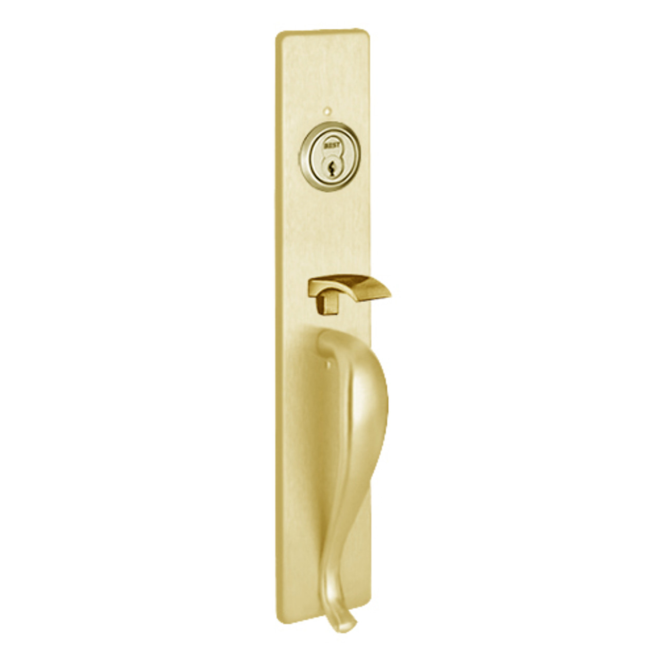 RM1715B-605 PHI Thumb Piece Always Active Retrofit Trim with B Design Pull for Apex and Olympian Series Exit Device in Bright Brass Finish