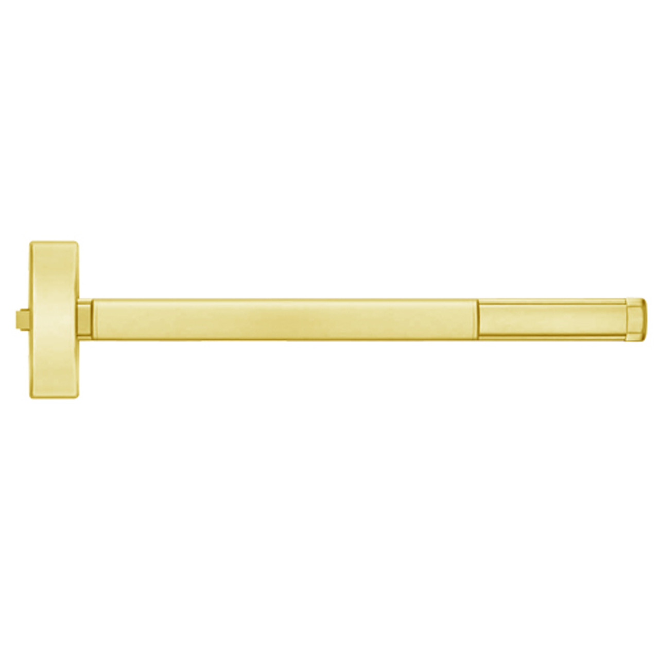 DE2114-605-36 PHI 2100 Series Non Fire Rated Apex Rim Exit Device with Delayed Egress Prepped for Lever-Knob Always Active in Bright Brass Finish