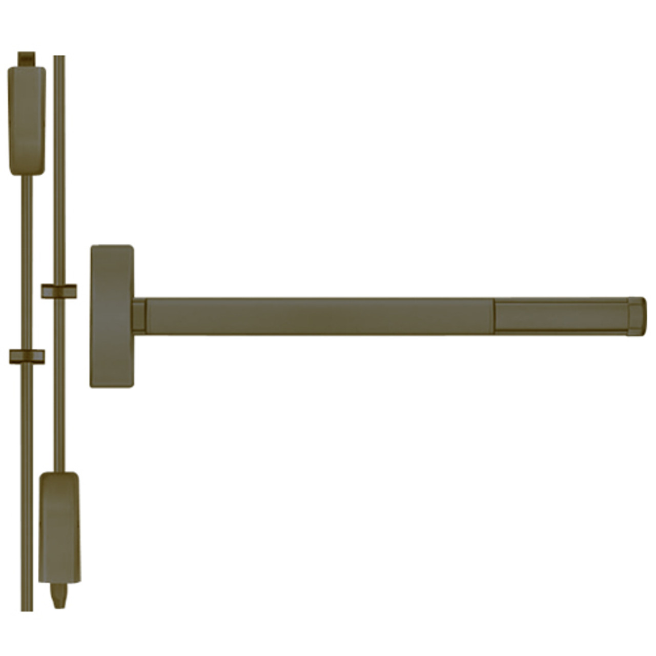 DE2203-613-36 PHI 2200 Series Non Fire Rated Apex Surface Vertical Rod Device with Delayed Egress Prepped for Key Retracts Latchbolt in Oil Rubbed Bronze Finish