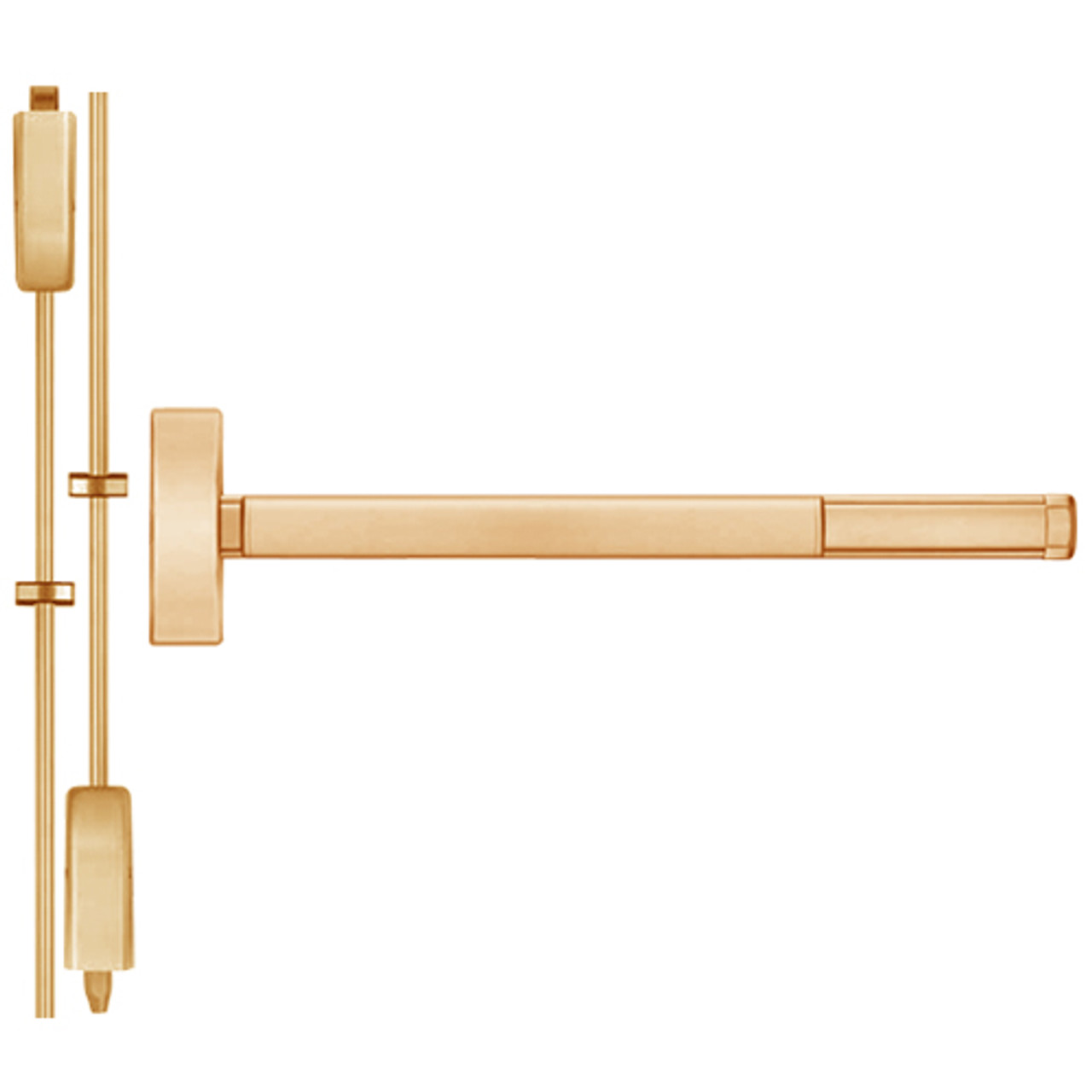 DE2205LBR-612-48 PHI 2200 Series Non Fire Rated Apex Surface Vertical Rod Device with Delayed Egress Prepped for Key Controls Thumb Piece in Satin Bronze Finish