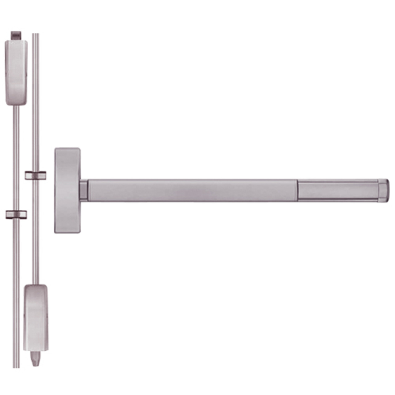 ELR2208LBR-630-48 PHI 2200 Series Non Fire Rated Apex Surface Vertical Rod Device with Electric Latch Retraction Prepped for Key Controls Lever/Knob in Satin Stainless Steel Finish