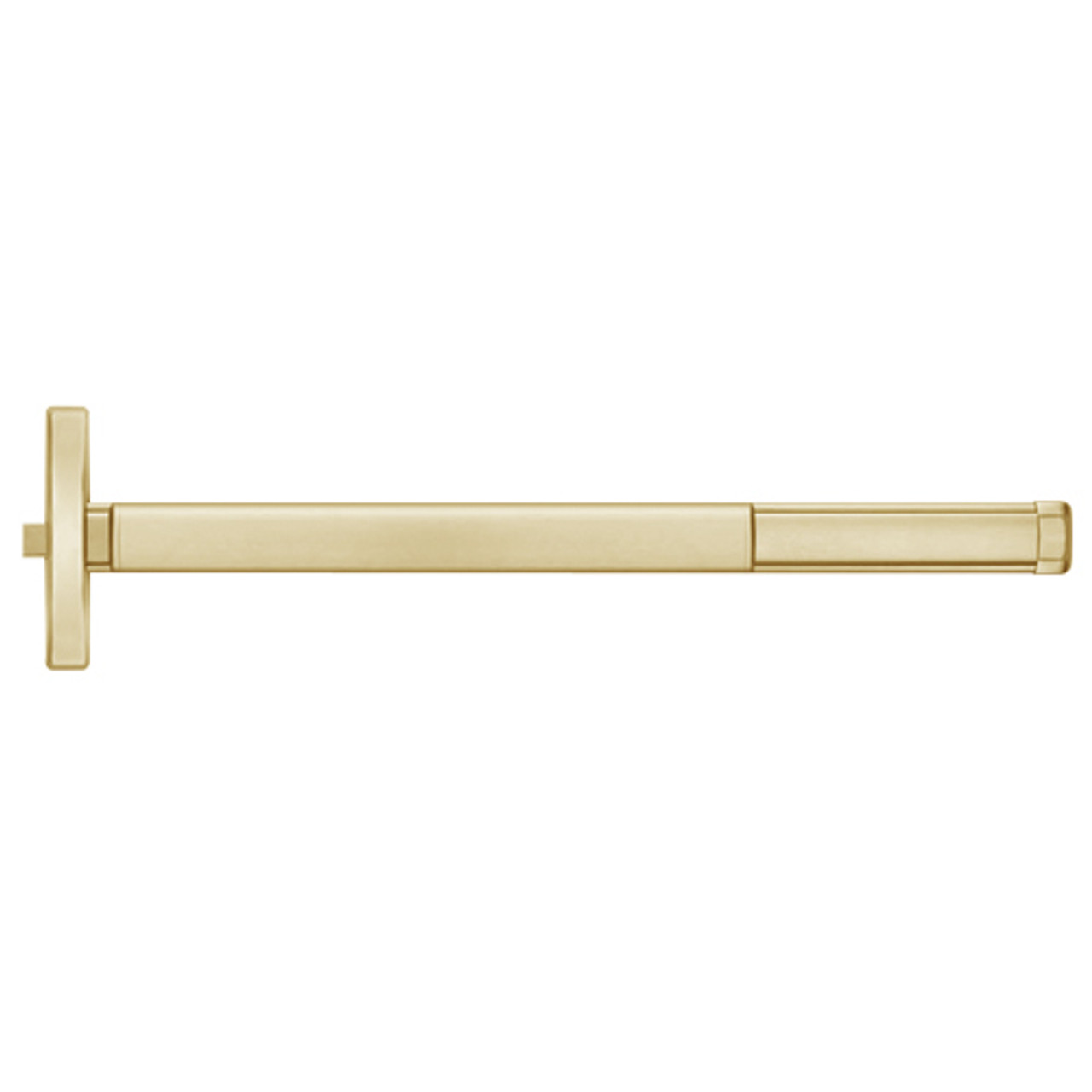 DE2402-606-36 PHI 2400 Series Non Fire Rated Apex Rim Exit Device with Delayed Egress Prepped for Dummy Trim in Satin Brass Finish