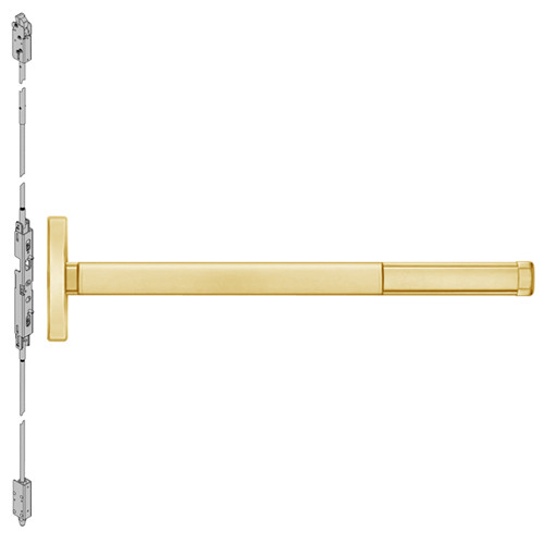 DE2614-605-36 PHI 2600 Series Concealed Vertical Rod Exit Device with Delayed Egress Prepped for Lever Always Active in Bright Brass Finish