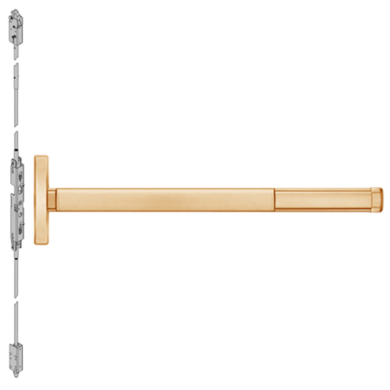 DE2603LBR-612-36 PHI 2600 Series Concealed Vertical Rod Exit Device with Delayed Egress Prepped for Key Retracts Latchbolt in Satin Bronze Finish