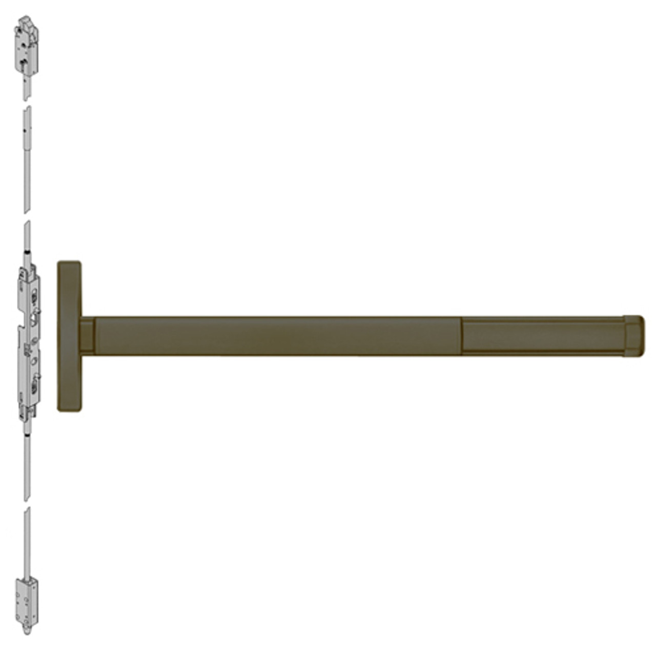 DE2614LBR-613-48 PHI 2600 Series Concealed Vertical Rod Exit Device with Delayed Egress Prepped for Lever Always Active in Oil Rubbed Bronze Finish