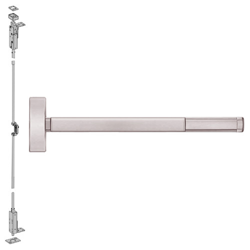 DEFL2701LBR-628-36 PHI 2700 Series Fire Rated Wood Door Concealed Vertical Exit Device with Delayed Egress Prepped for Cover Plate in Satin Aluminum Finish