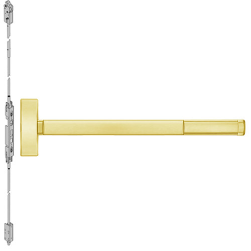 TS2815LBR-605-48 PHI 2800 Series Concealed Vertical Rod Exit Device with Touchbar Monitoring Switch Prepped for Thumbpiece Always Active in Bright Brass Finish