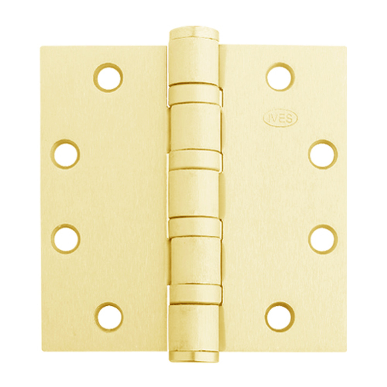 5BB1HW-5x5-632 IVES 5 Knuckle Ball Bearing Full Mortise Hinge in Bright Brass Plated