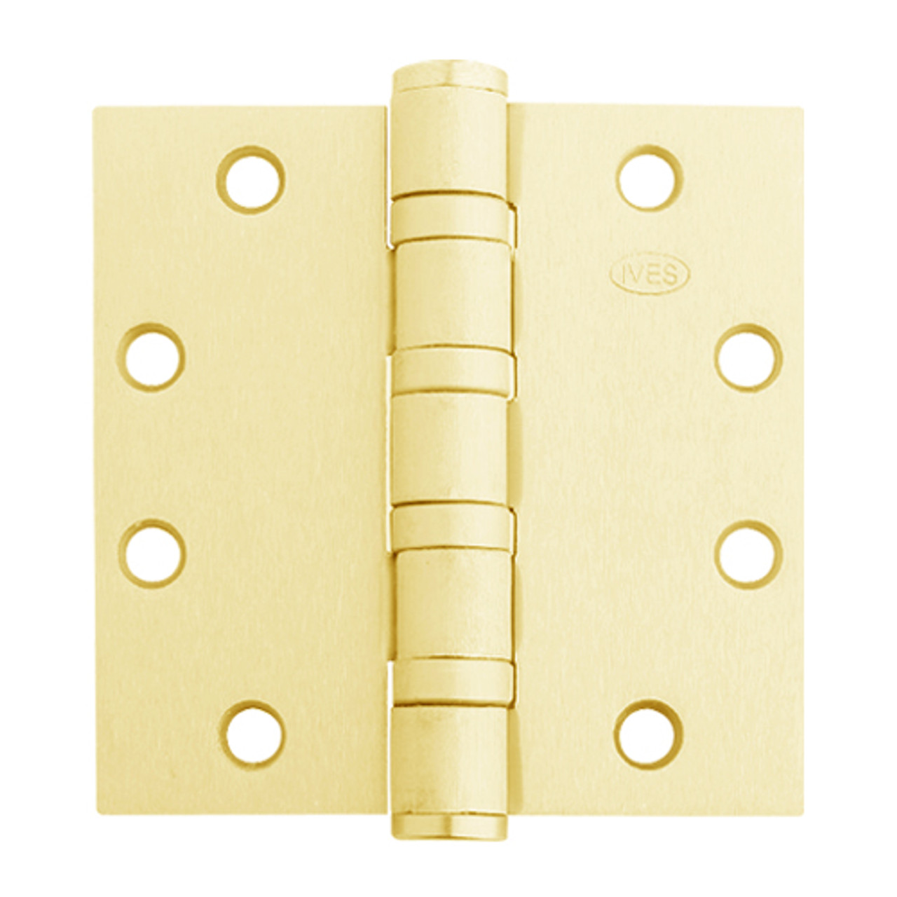 5BB1HW-4-5x4-5-632-NRP IVES 5 Knuckle Ball Bearing Full Mortise Hinge in Bright Brass Plated