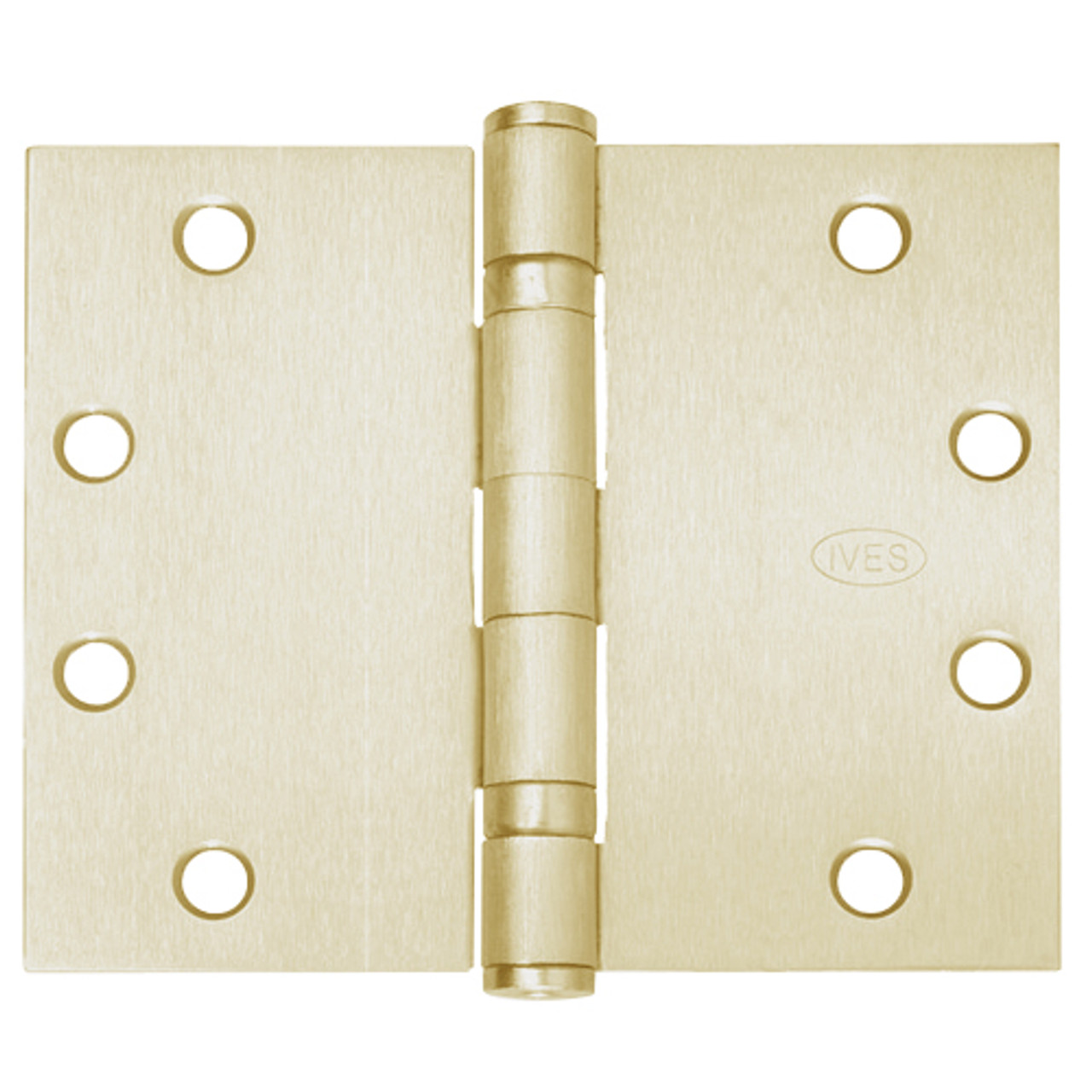 5BB1WT-4-5x5-633 IVES 5 Knuckle Ball Bearing Full Mortise Wide Throw Hinge in Satin Brass Plated