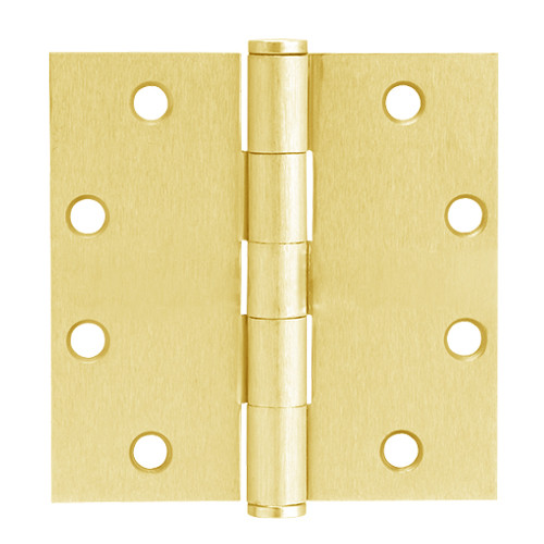 5PB1-4-5x4-5-605-NRP IVES 5 Knuckle Plain Bearing Full Mortise Hinge in Bright Brass