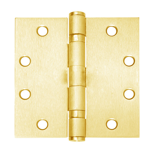 5BB1-5x4-5-605-TW8 IVES 5 Knuckle Ball Bearing Full Mortise Hinge with Electric Thru-Wire in Bright Brass
