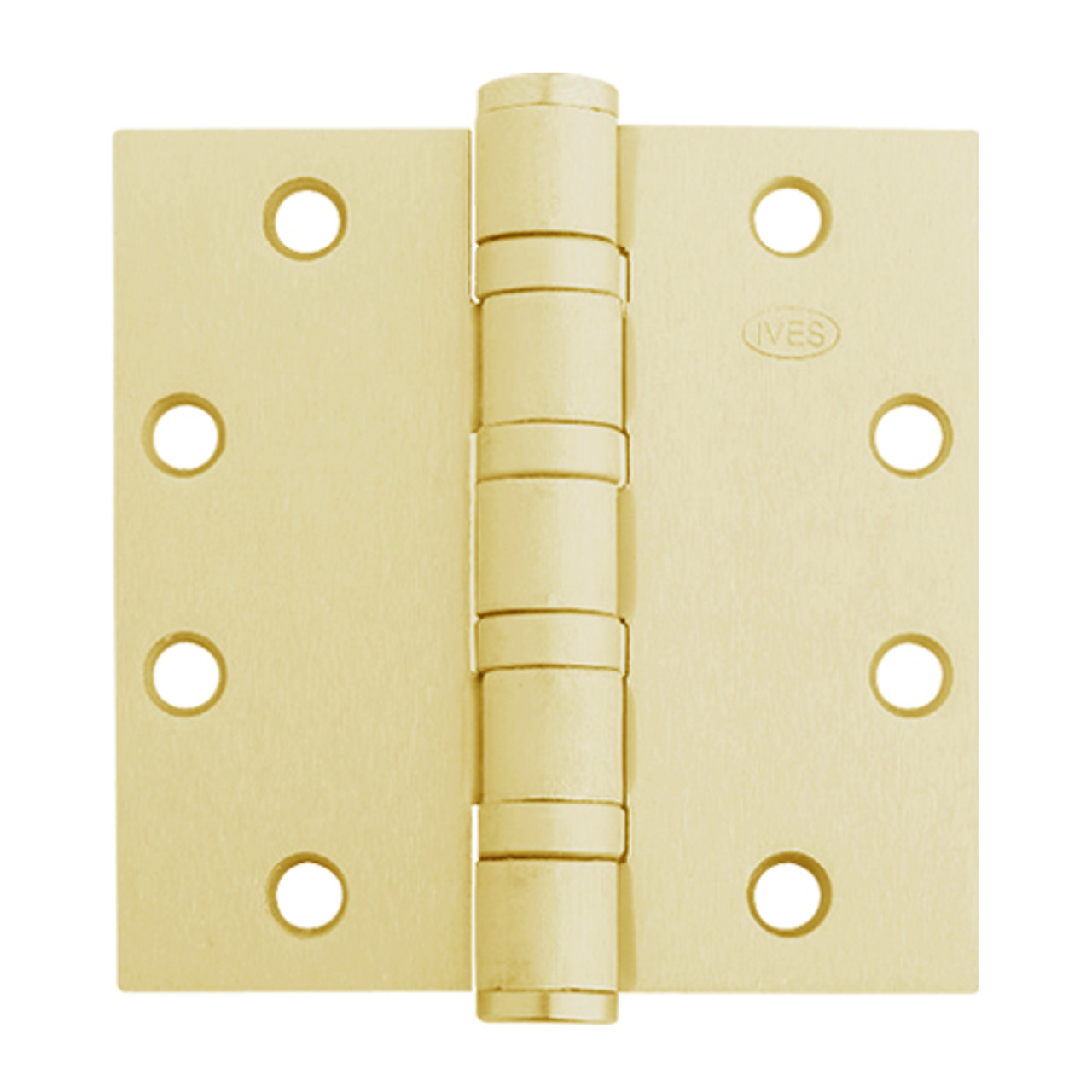 5BB1HW-4-5x4-5-633-TW4 IVES 5 Knuckle Ball Bearing Full Mortise Hinge with Electric Thru-Wire in Satin Brass Plated