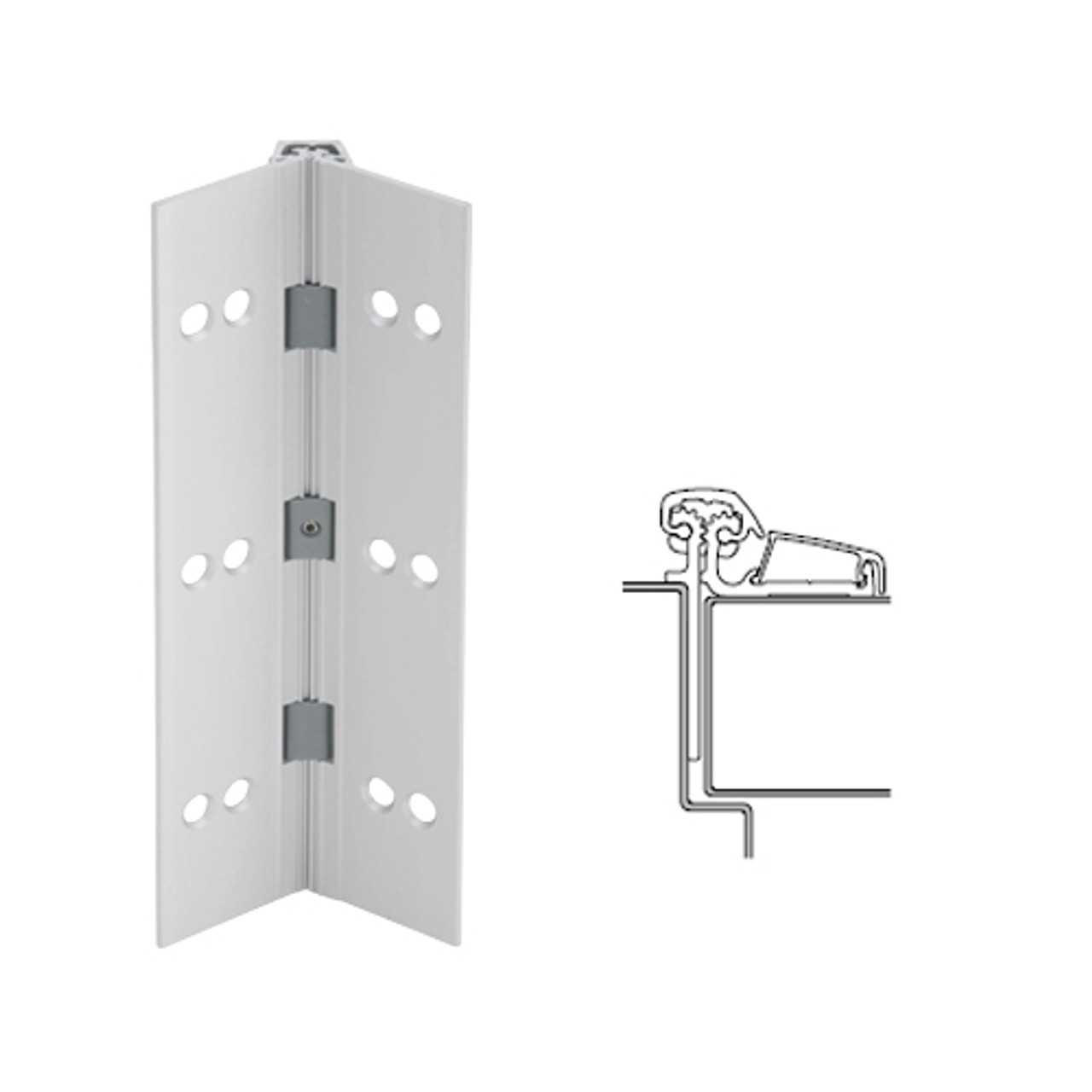 053XY-US28-83 IVES Adjustable Half Surface Continuous Geared Hinges in Satin Aluminum