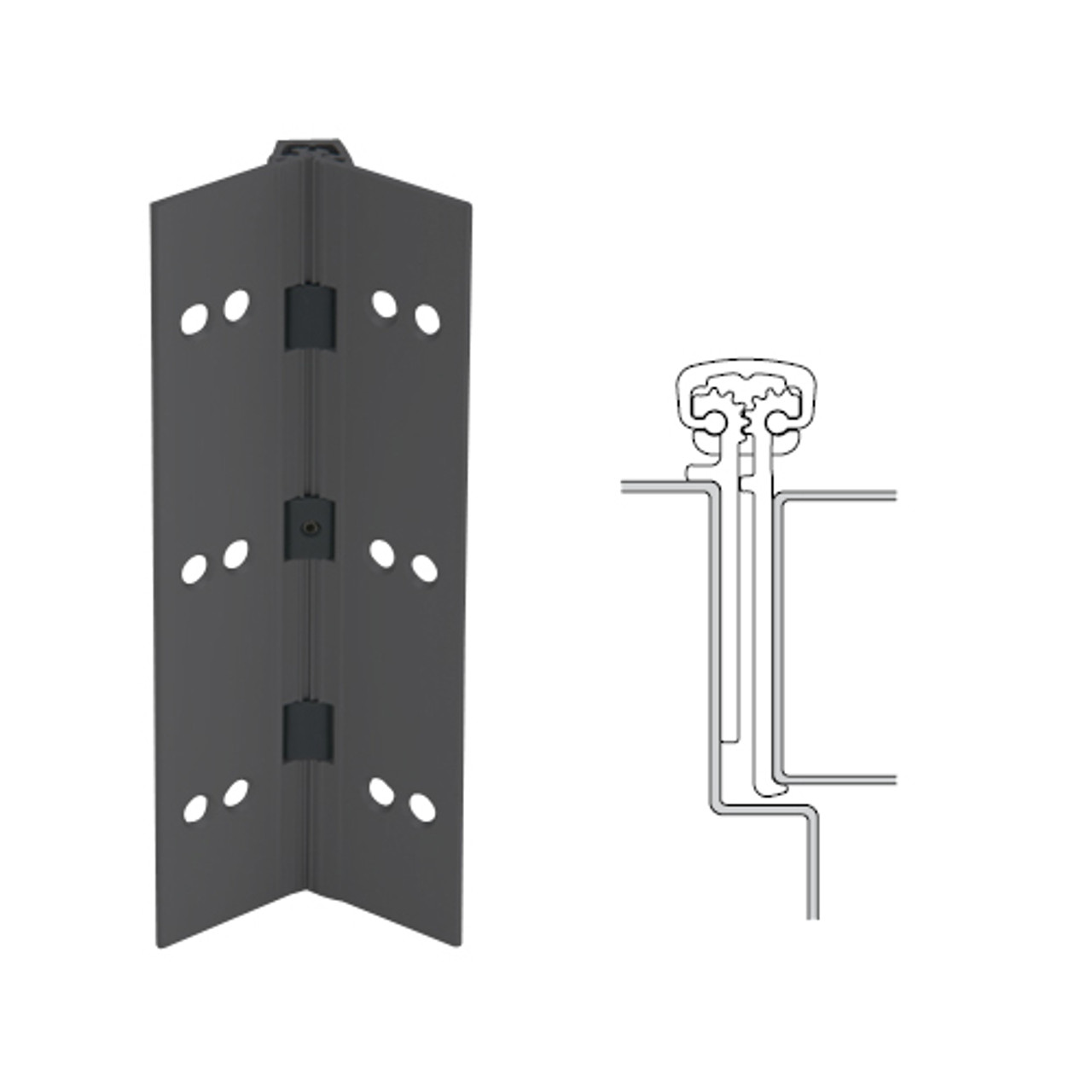 114XY-315AN-85 IVES Full Mortise Continuous Geared Hinges in Anodized Black