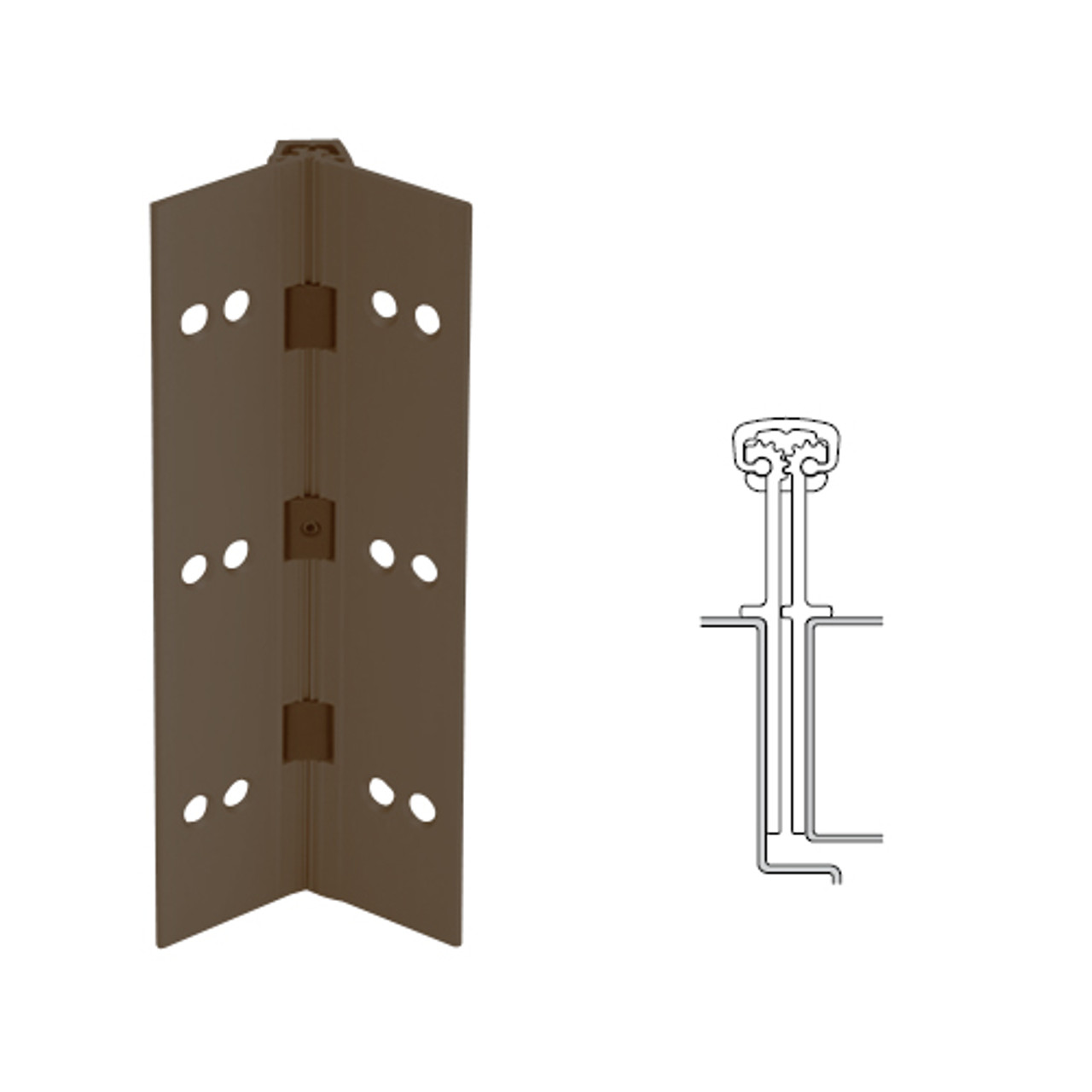 040XY-313AN-95-HT IVES Full Mortise Continuous Geared Hinges with Hospital Tip in Dark Bronze Anodized