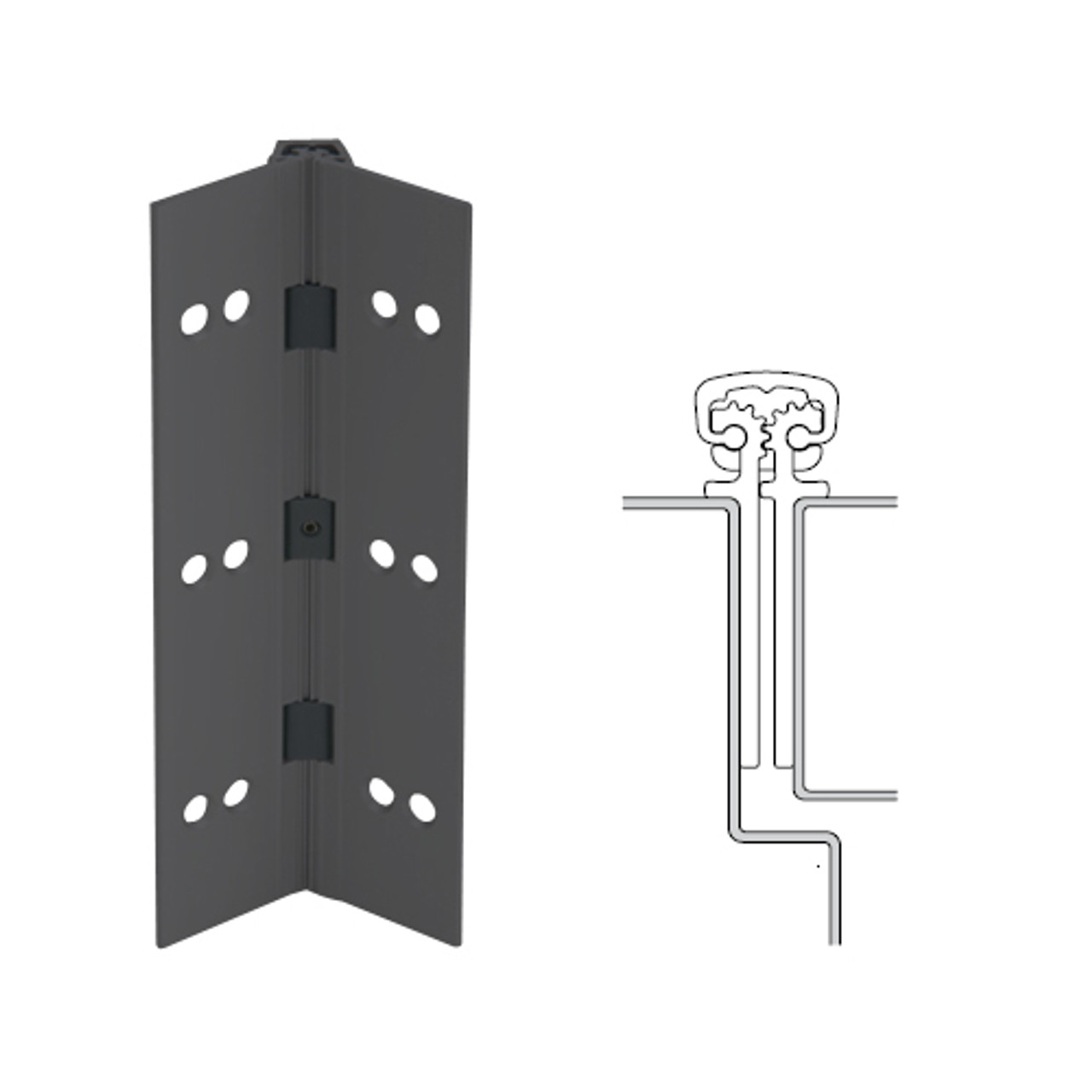 112XY-315AN-120-HT IVES Full Mortise Continuous Geared Hinges with Hospital Tip in Anodized Black