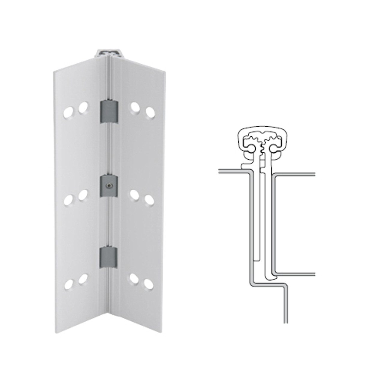 114XY-US28-95-HT IVES Full Mortise Continuous Geared Hinges with Hospital Tip in Satin Aluminum