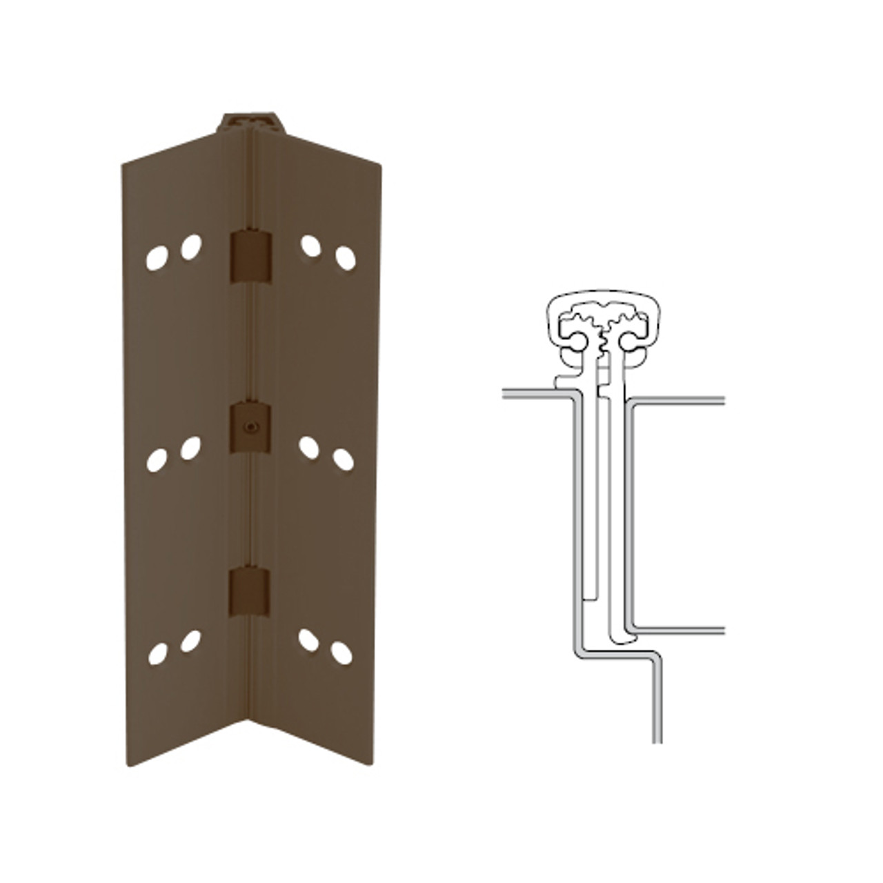 114XY-313AN-120-HT IVES Full Mortise Continuous Geared Hinges with Hospital Tip in Dark Bronze Anodized