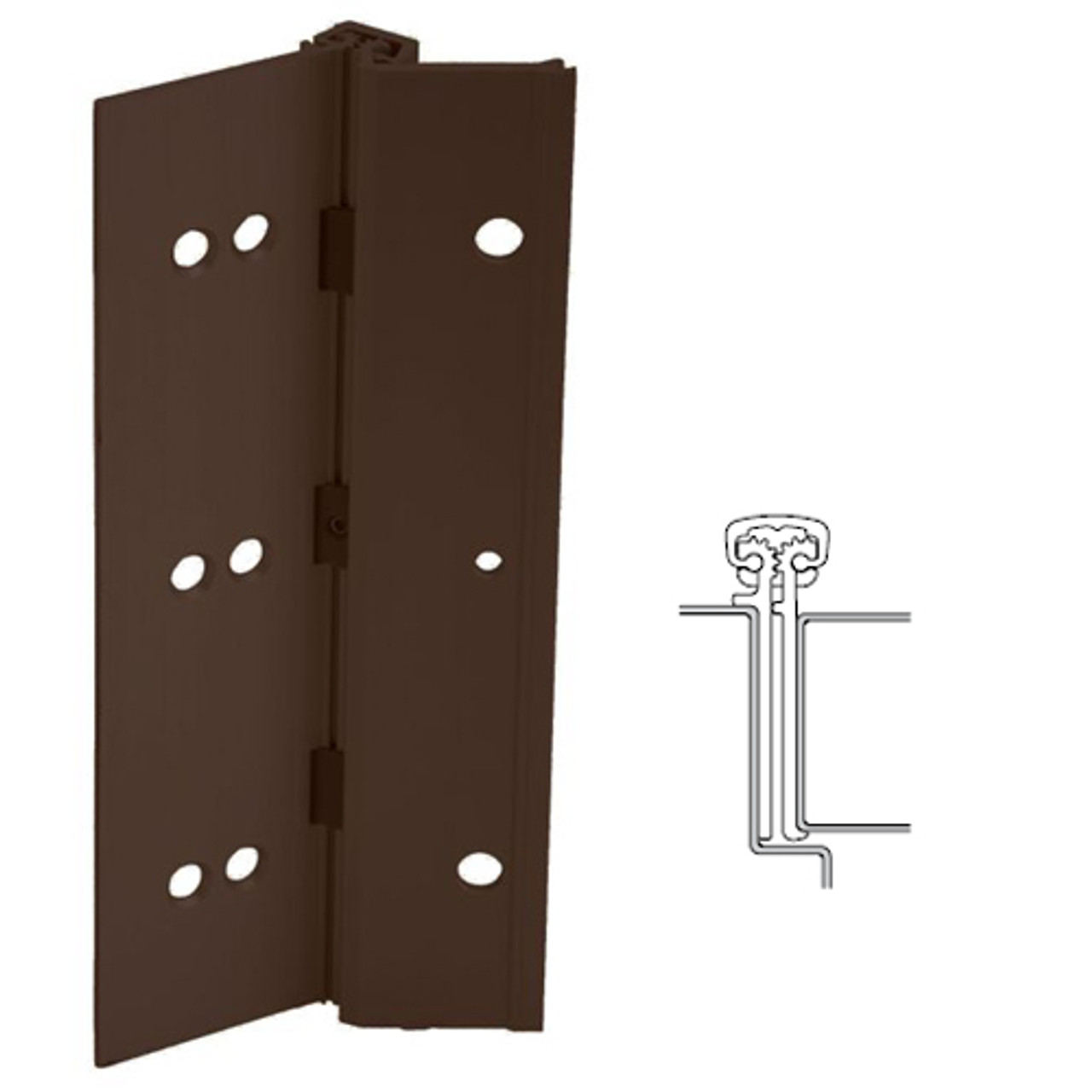 224XY-313AN-83-HT IVES Adjustable Full Surface Continuous Geared Hinges with Hospital Tip in Dark Bronze Anodized