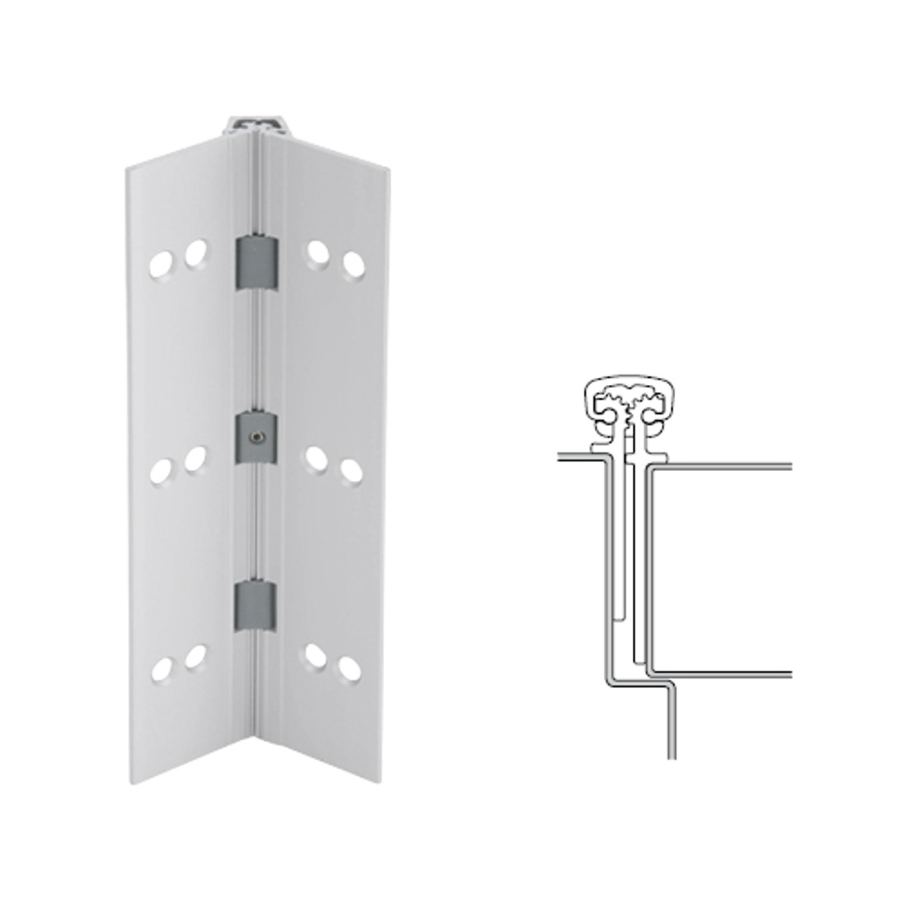 026XY-US28-95-EPT IVES Full Mortise Continuous Geared Hinges with Electrical Power Transfer Prep in Satin Aluminum