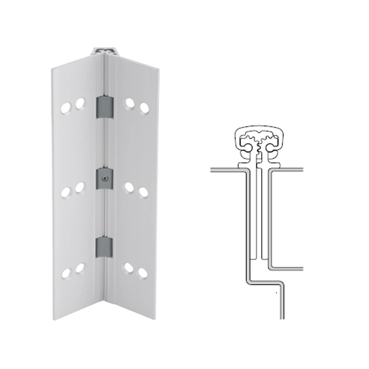 112XY-US28-83-EPT IVES Full Mortise Continuous Geared Hinges with Electrical Power Transfer Prep in Satin Aluminum