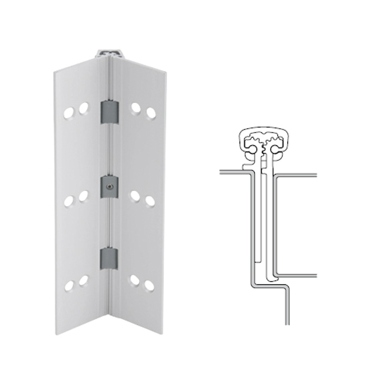 114XY-US28-85-EPT IVES Full Mortise Continuous Geared Hinges with Electrical Power Transfer Prep in Satin Aluminum