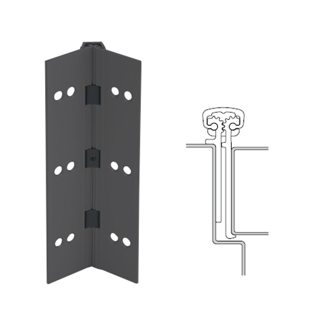 114XY-315AN-85-EPT IVES Full Mortise Continuous Geared Hinges with Electrical Power Transfer Prep in Anodized Black