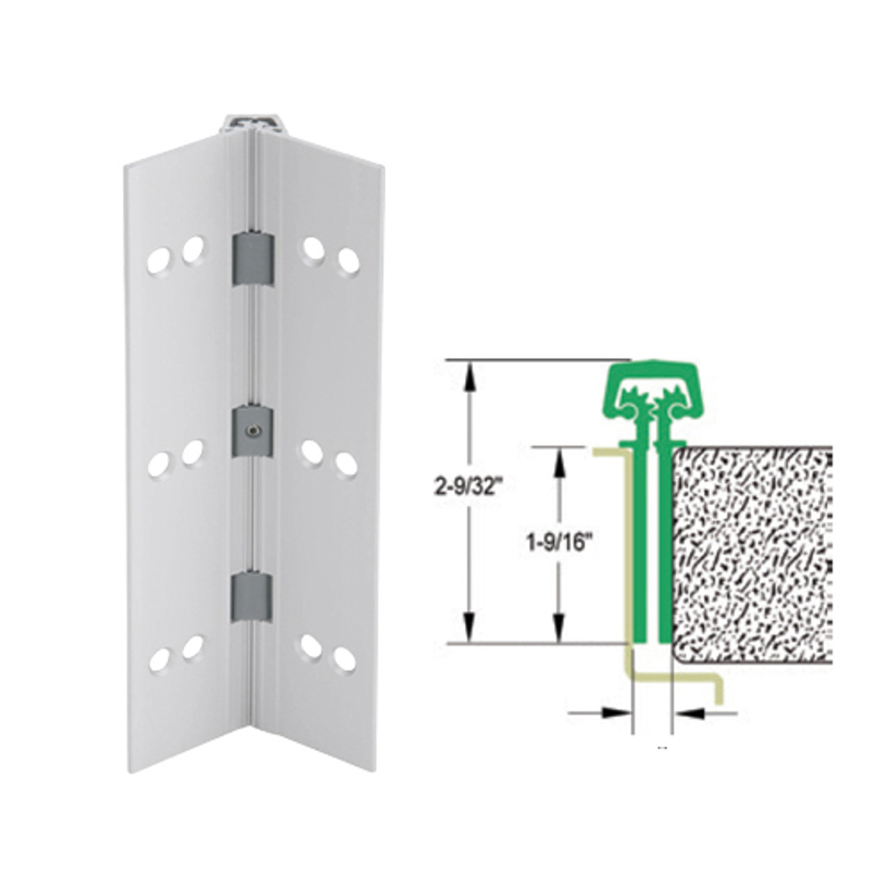 112HD-US28-85-EPT IVES Full Mortise Continuous Geared Hinges with Electrical Power Transfer Prep in Satin Aluminum