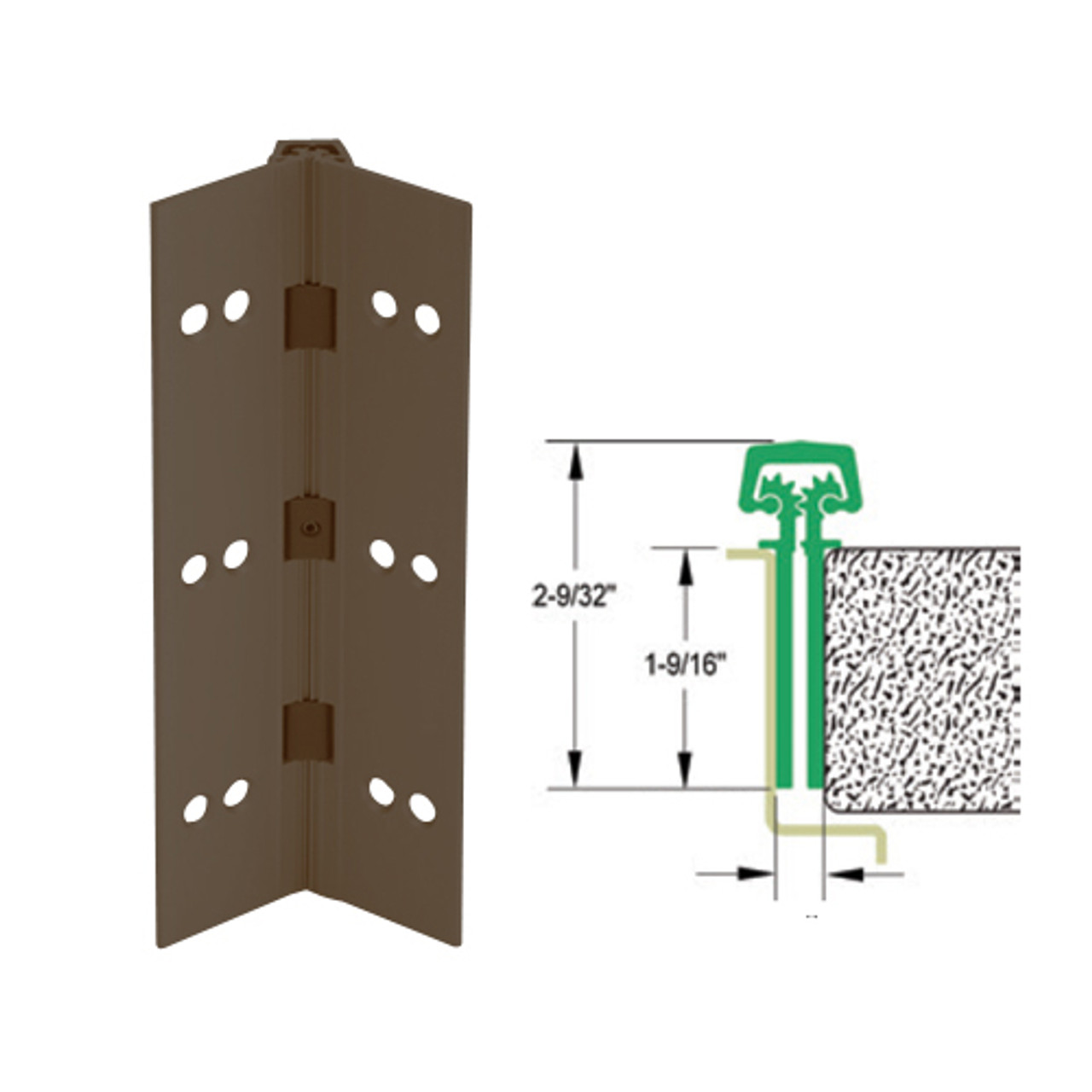 112HD-313AN-83-EPT IVES Full Mortise Continuous Geared Hinges with Electrical Power Transfer Prep in Dark Bronze Anodized