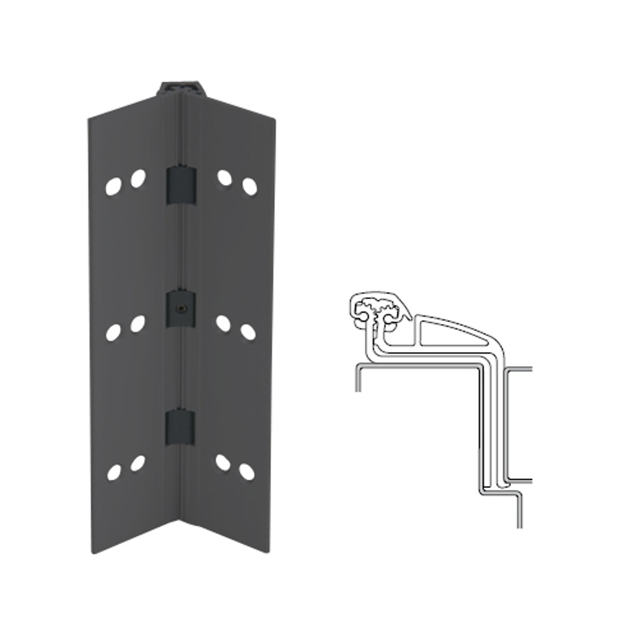 041XY-315AN-83-SECHM IVES Full Mortise Continuous Geared Hinges with Security Screws - Hex Pin Drive in Anodized Black