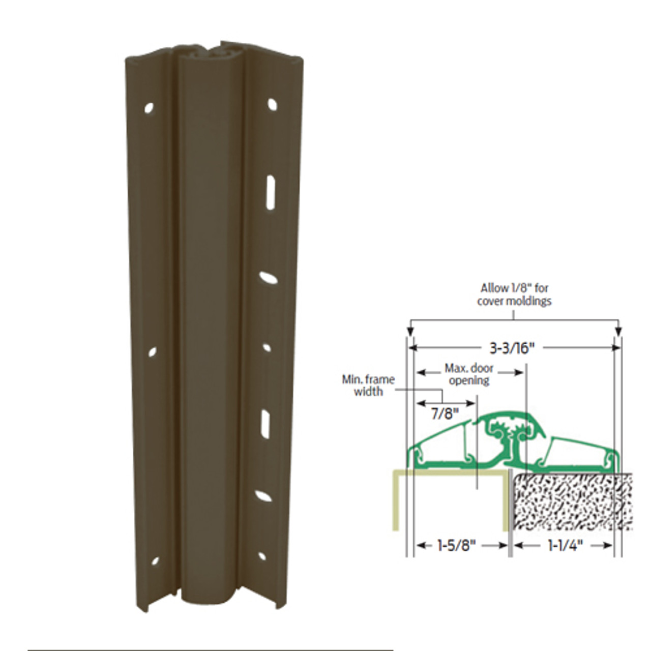 157XY-313AN-95-SECHM IVES Adjustable Full Surface Continuous Geared Hinges with Security Screws - Hex Pin Drive in Dark Bronze Anodized