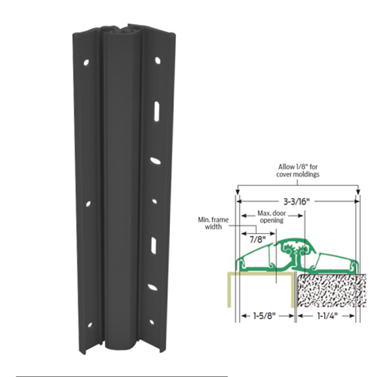 157XY-315AN-95-SECHM IVES Adjustable Full Surface Continuous Geared Hinges with Security Screws - Hex Pin Drive in Anodized Black