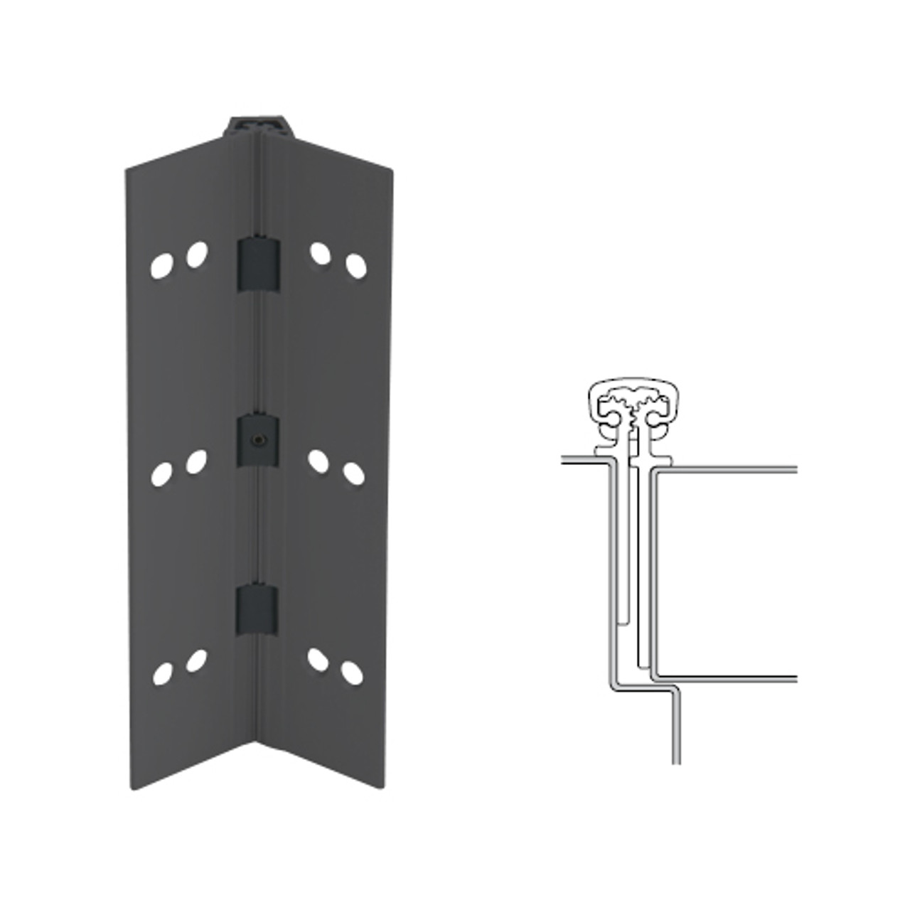 026XY-315AN-85-SECWDHM IVES Full Mortise Continuous Geared Hinges with Security Screws - Hex Pin Drive in Anodized Black