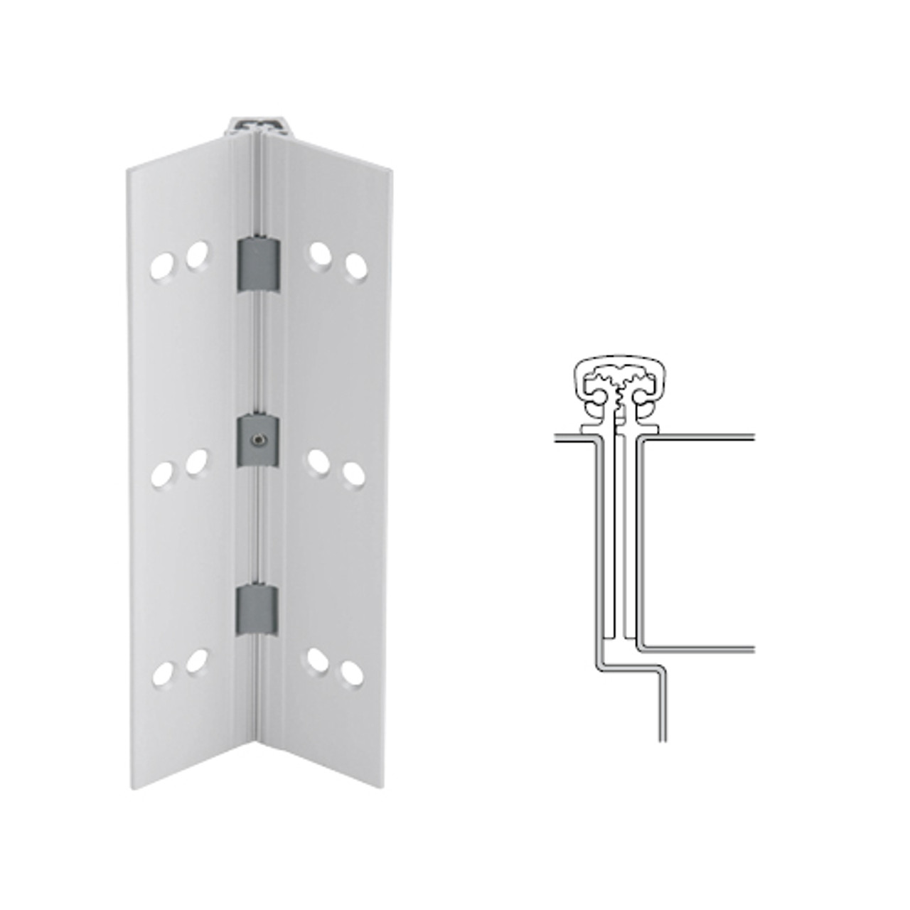 027XY-US28-120-SECWDHM IVES Full Mortise Continuous Geared Hinges with Security Screws - Hex Pin Drive in Satin Aluminum